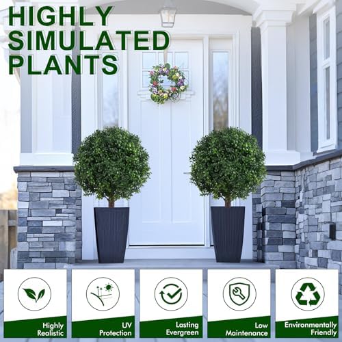 23 inch Artificial Boxwood Topiary Trees 2 Pack