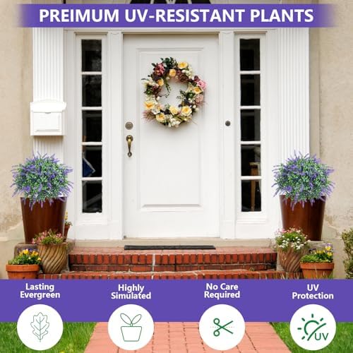 UNADRA Artificial Boxwood Topiary Trees with Lavender Set of 2