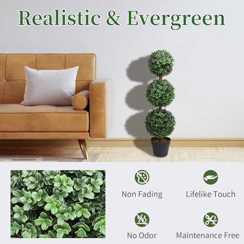 Artificial Topiary Ball Tree 35 Inch Set of 2