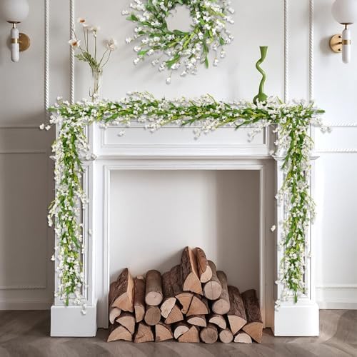 6 Ft Spring Flower Garland for Home Decor White