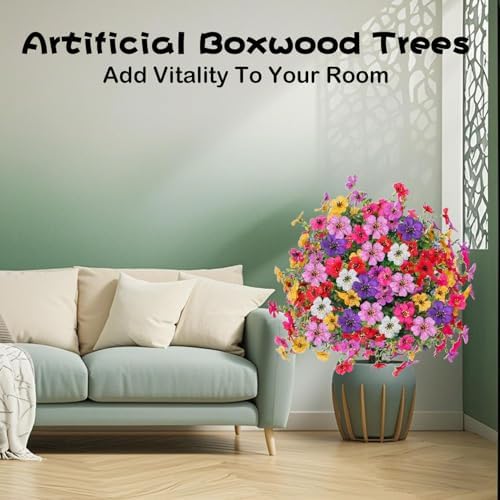 2 Pack Artificial Topiary Trees with Ground Spike UV Resistant