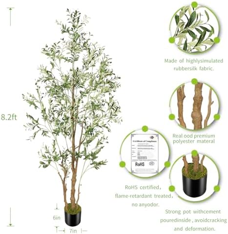 OXLLXO 82ft Artificial Olive Tree with Plastic Pot