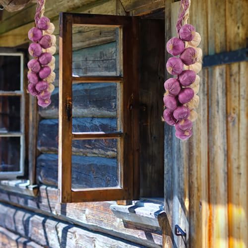 Garneck Artificial Garlic Hanging Rope 2Pcs