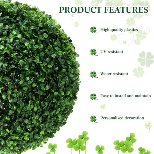 Hotop 4 Pcs 14 Inch Artificial Topiary Ball Garden Decor