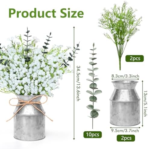 2 Pack Babys Breath Flowers Mason Jar Centerpieces