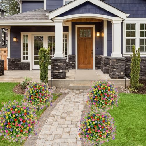 2 Pack Artificial Topiary Ball Trees with Ground Spike