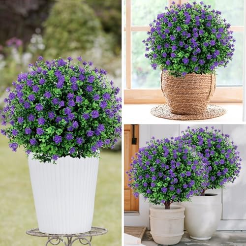 Artificial Purple Topiary Ball Tree 25 Set of 2 UV Resistant Fade Proof