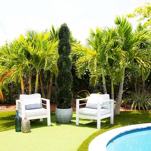 Nearly Natural 8ft Double Pond Cypress Spiral Topiary UV Resistant