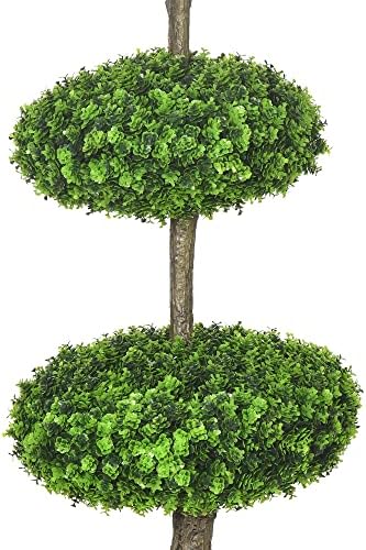 HOMCOM 2 Piece Artificial Boxwood Topiary Trees in Pots