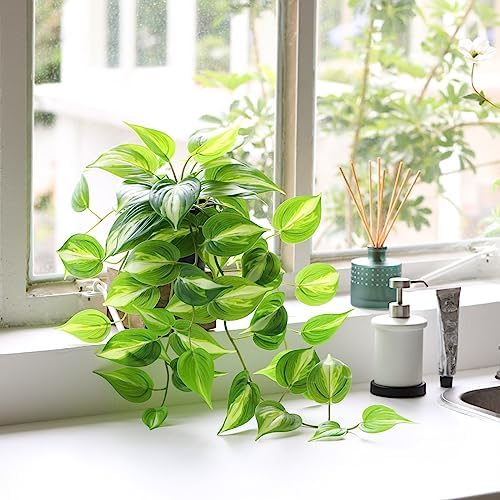 LuckyGreenery Artificial Devils Ivy Golden Pothos Hanging Plant 26in
