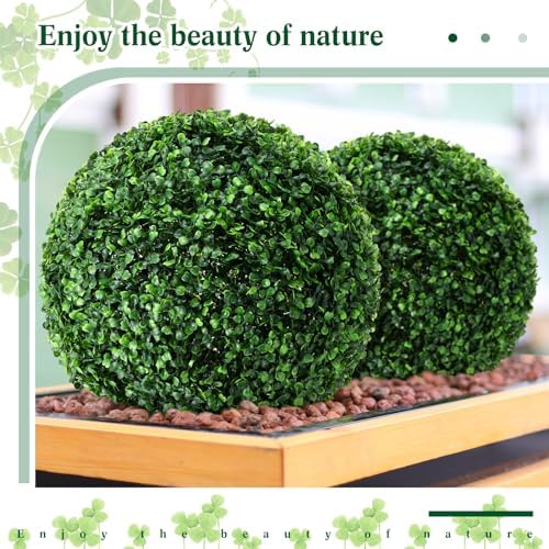 Hotop 4 Pcs 14 Inch Artificial Topiary Ball Garden Decor