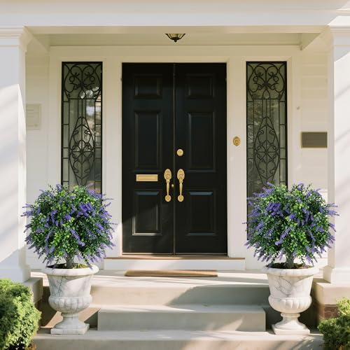 Artificial Lavender Boxwood Topiary Ball Trees Set of 2