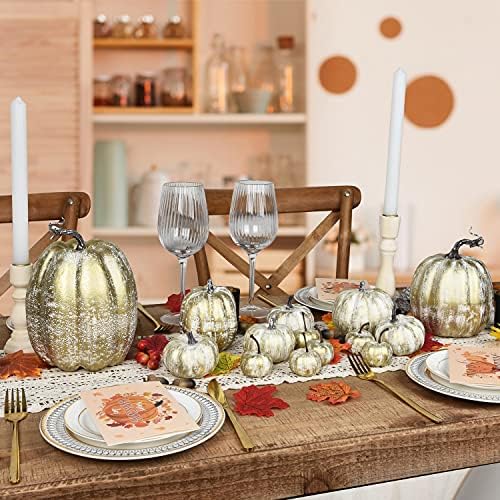 DearHouse 14PCS Artificial Pumpkins Fall Decor Set