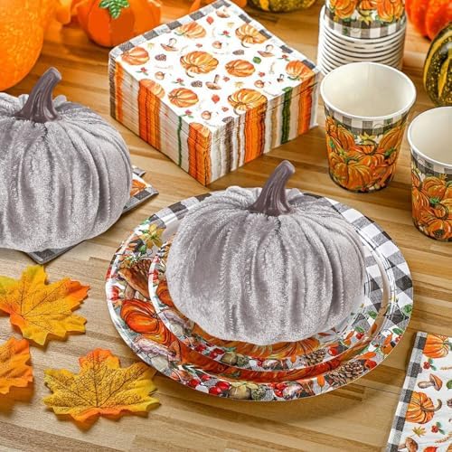 5PCS Velvet Pumpkins Decor Set - Autumn Home Kitchen Decor
