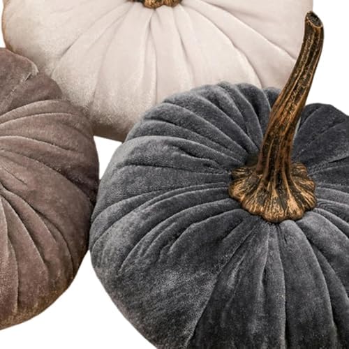 3pcs Artificial Velvet Pumpkins Decoration Set - Style A