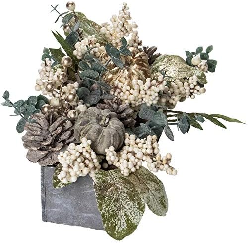 Northlight 1025 Inch Neutral Pumpkin and Leaves Fall Floral Arrangement