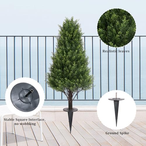 36 Inch Artificial Cedar Topiary Trees Set of 2