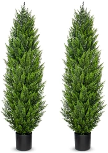 Briful 5ft Cedar Topiary Trees Artificial Set of 2