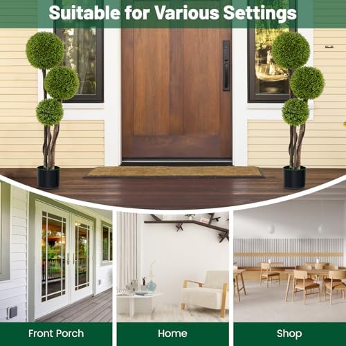 Goplus 4ft Artificial Boxwood Topiary Ball Tree