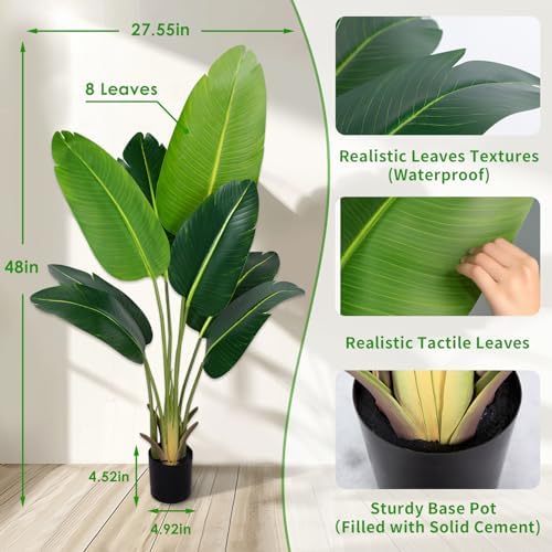 CETRD Artificial Bird of Paradise Plant 4ft 2Pcs Fake Tree Set