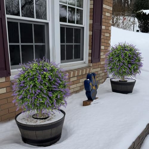 Artificial Lavender Topiary Ball Trees Set of 2 24 Inch