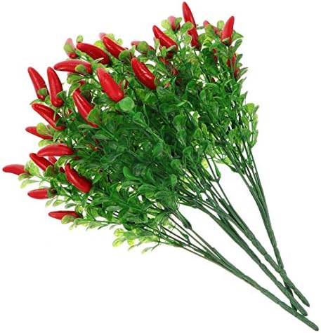 4pcs Vibrant Plastic Chili Pepper Bouquet Artificial Decor