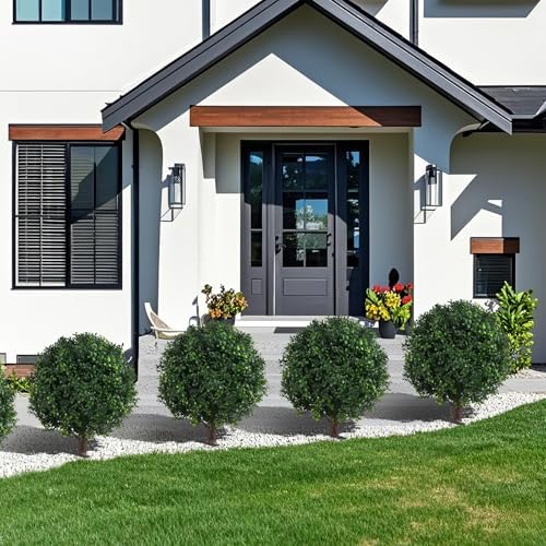 23 inch Artificial Boxwood Topiary Trees 2 Pack