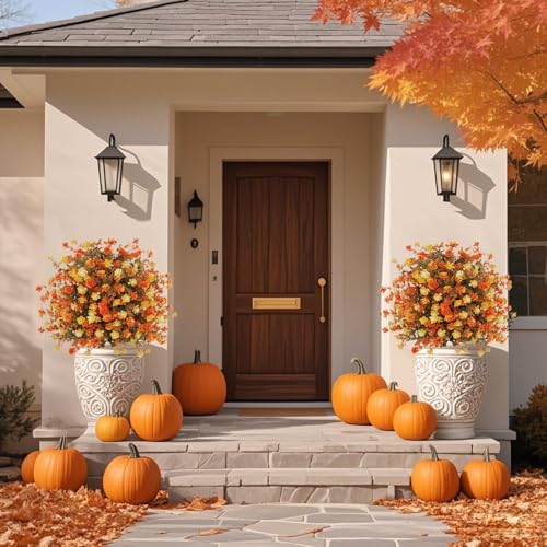 2 Pack Fall Artificial Topiary Trees with Ground Spikes