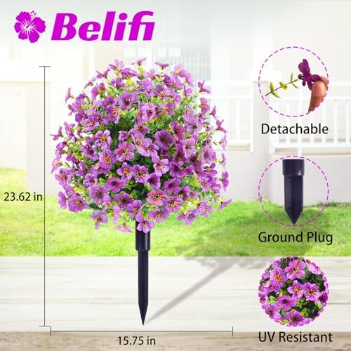BELIFI Artificial Topiary Ball Tree with Ground Spike 2 Pcs Purple