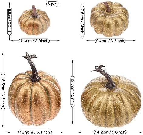 6 Pcs Gold Artificial Pumpkin Halloween Decor