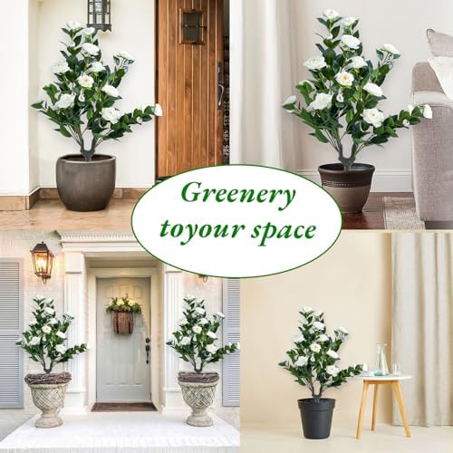 GarveeHome 354 Inch Artificial Topiary Set of 2 White