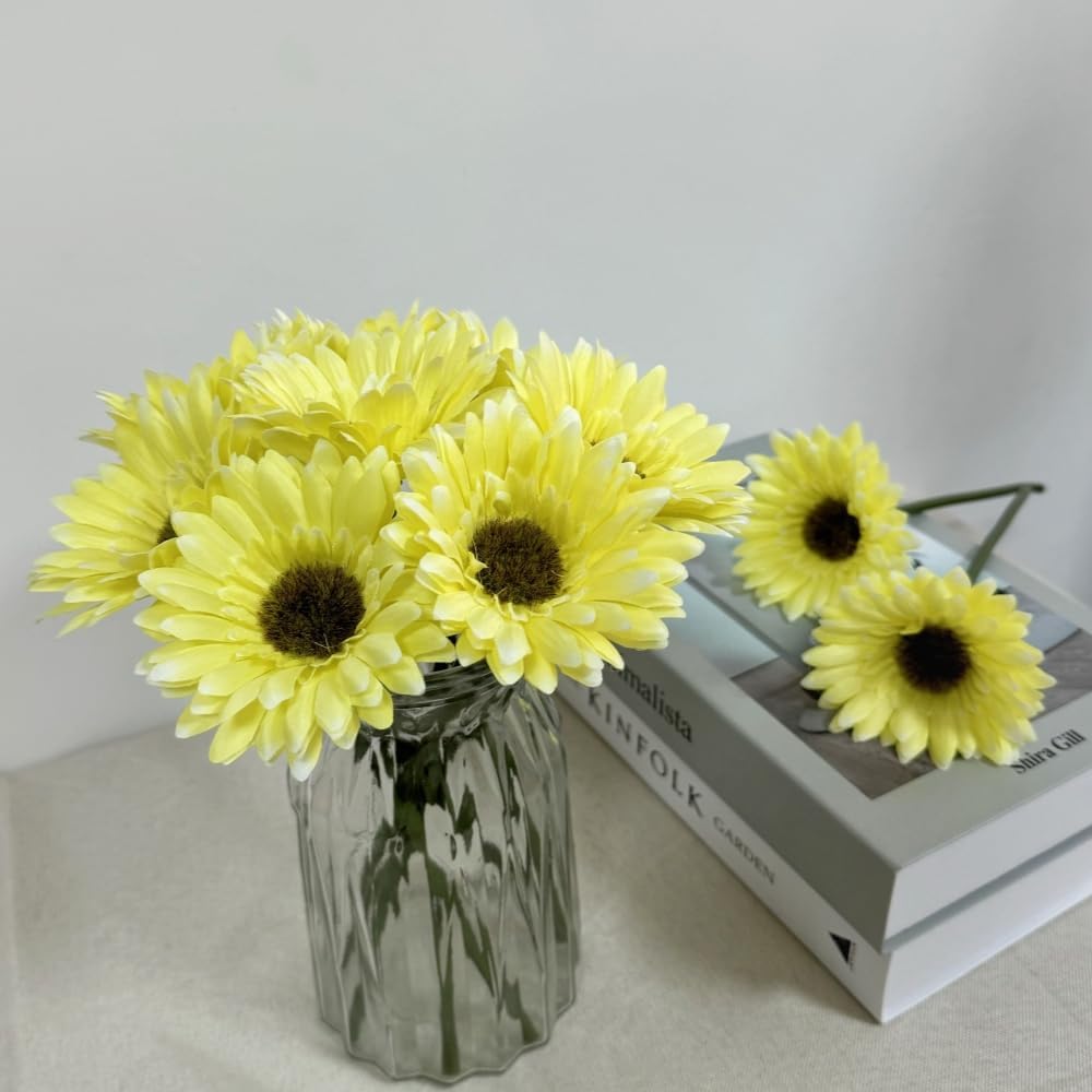 10PCS Artificial Daisy Silk Flowers for Home Decor Yellow