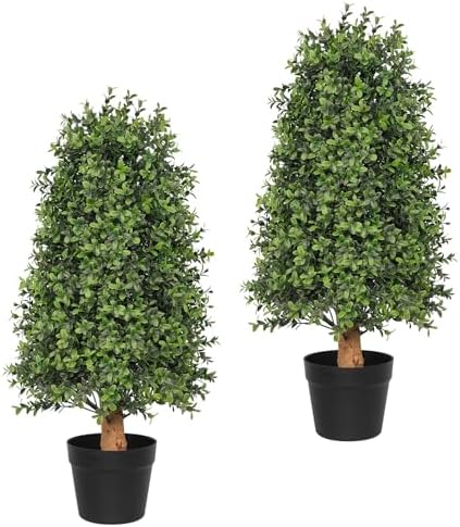 30 Inch Artificial Boxwood Topiary 2 Pack Outdoor Decor