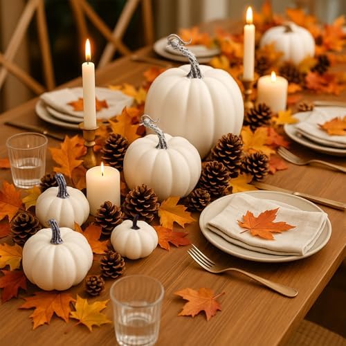 DomeStar Artificial White Pumpkins 16PCS