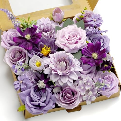 Piklado Artificial Flower Box Set Lavender Dark Purple