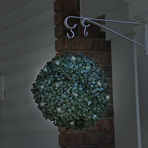 11in Pre-Lit Faux Boxwood Topiary with Solar Lights