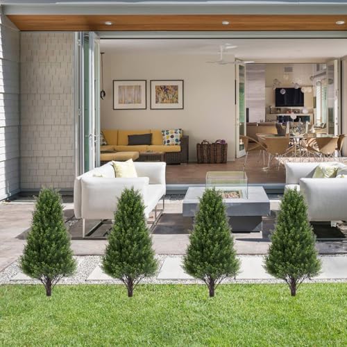 36 Inch Artificial Cedar Topiary Trees Set of 2