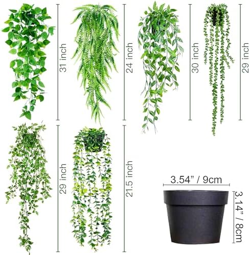 Sggvecsy 6 Pack Artificial Hanging Plants for Home Decor