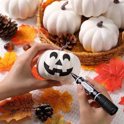 Liliful 4 Inch Artificial Foam Pumpkins 12 Pcs Fall Decor
