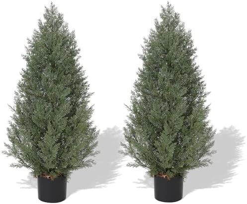 GarveeHome 3 Ft Artificial Cedar Trees Set of 2