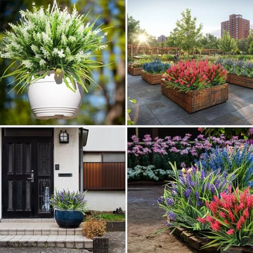 24 Bundles Artificial Flowers for Outdoor Garden Decor