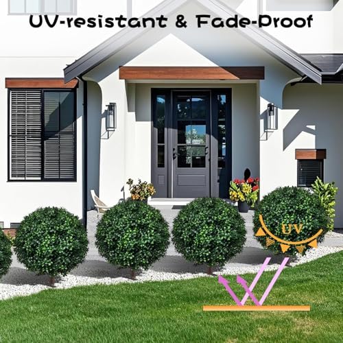 Set of 2 Artificial Boxwood Topiary Trees 245 Inch Tall