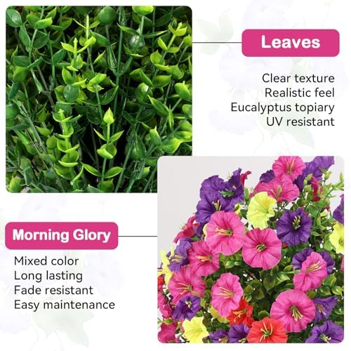 Artificial Eucalyptus Topiary Ball with Flowers 24 Inch UV Resistant Faux Plant