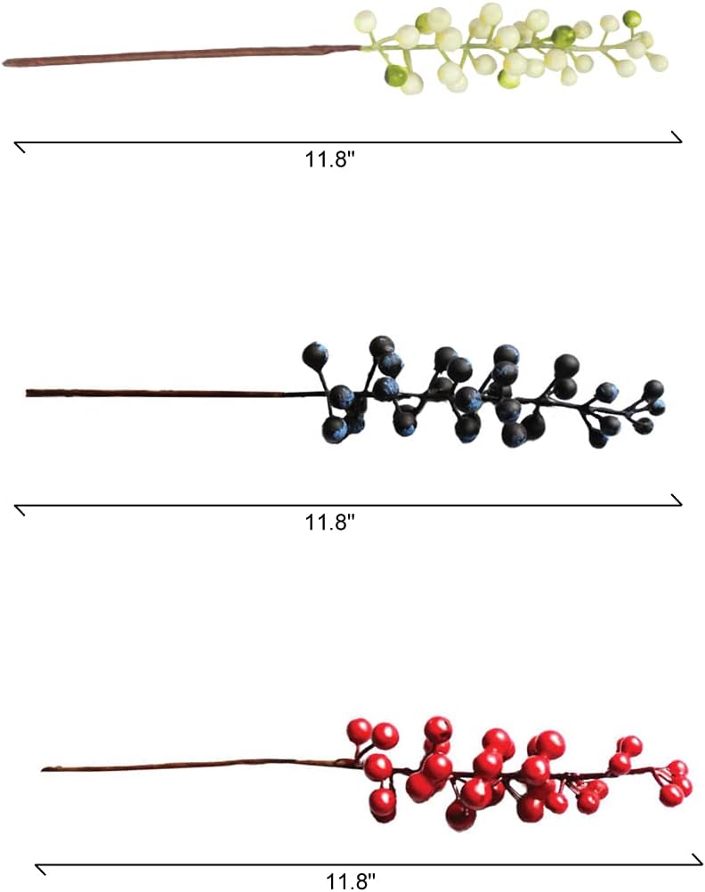 Artificial Burgundy Berries with Stems 20 pcs 12 Each