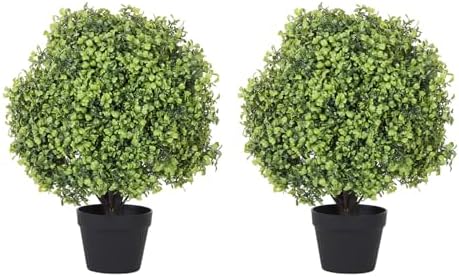 THE BLOOM TIMES 2ft Artificial Boxwood Topiary Set of 2