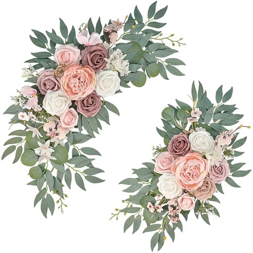 Finphoon Pink Wedding Arch Flowers Set of 2