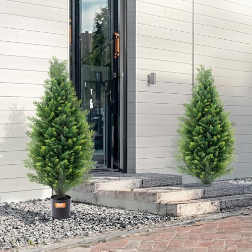 VEVOR Artificial Cedar Topiary Tree 36 Inch 2 Pack