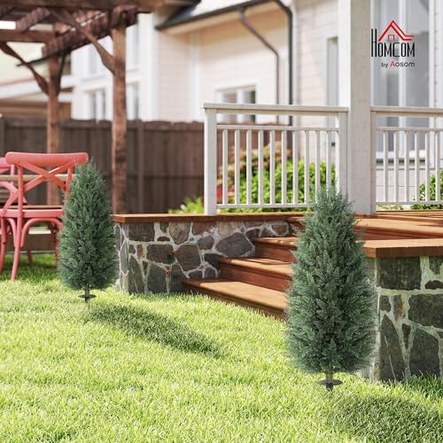 HOMCOM 433 Inch Set of 2 Artificial Cedar Trees