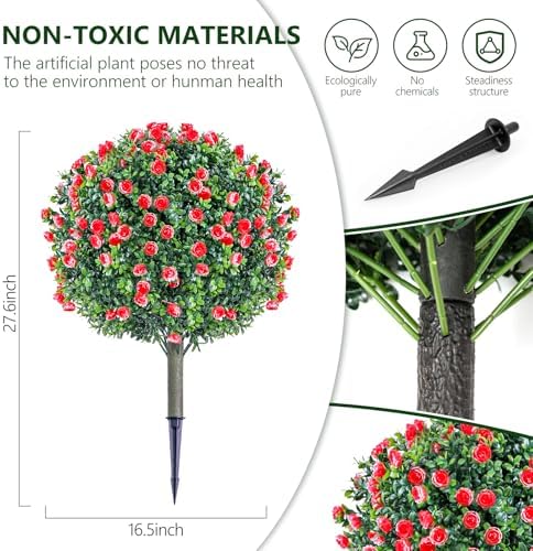 2 Set Artificial Rose Bushes for Outdoor Decor