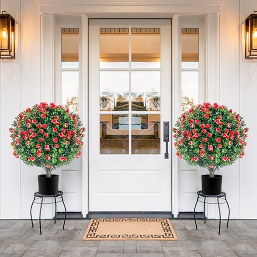 2 Set Artificial Rose Bushes for Outdoor Decor